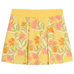 PUMA X Dani Dazey Women's 15" Pleated Golf Skort Sunny Yellow Floral Size XS
